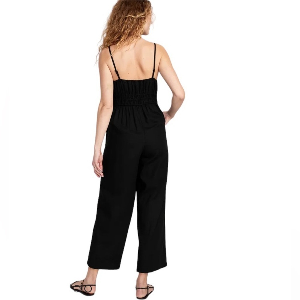 Old Navy Linen Blend Wide Leg Sweetheart Neck Jumpsuit Spaghetti Straps